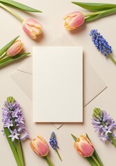 Pastel Blooms & Blank Note: Springtime Invitation Design