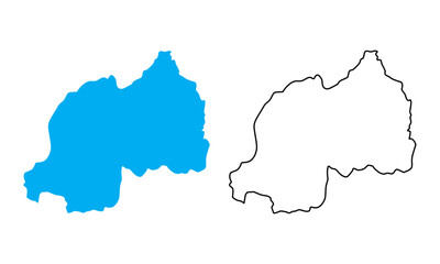 Fototapeta premium Rwanda country map. Map in various outline and blue silhouette styles