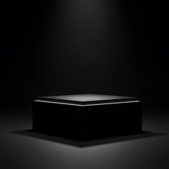 Shadowed Cube: Dramatic 3D Render in Deep Black