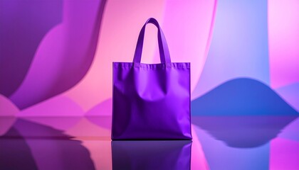Purple Tote Bag on Abstract Background - Stylish Shopping Essential