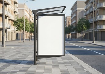 Empty City Street Billboard: Sunlit Mockup