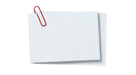 Memo Notes Secured: Two sheets of memo notes with grid lines, held together by a red paperclip, ready for important ideas, ideas and messages, conveying organization. 