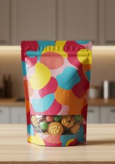Vibrant Snack Pouch: Colorful Abstract Design