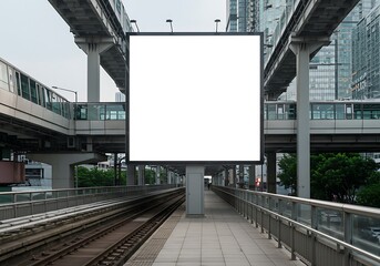 Blank Billboard: Urban Perspective, Modern Cityscape
