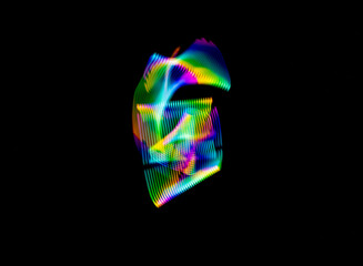 Abstract colorful light streaks and curved lines lightpainting . Abstract light art.