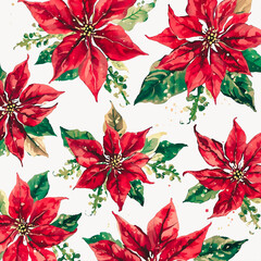 poinsettia flower christmas seamless pattern