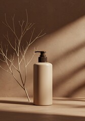 Warm Hues: 3D Rendered Lotion Bottle, Soft Light