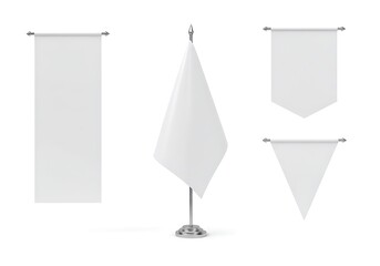 Blank Tabletop Flags: 3D Render, Crisp Metal, Clean Design