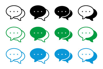 Bubble chat message vector icon. Set of communication icons. Talk bubble, dialog. Web icon set. Online communication. Conversation, SMS, notification, group chat. Chatting icons in different styles