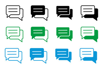 Chat message bubbles vector icon. Set of communication icons. Talk bubble, dialog. Web icon set. Online communication. Conversation, SMS, notification, group chat. Chatting icons in different styles