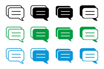 Chat message bubbles vector icon. Set of communication icons. Bubble chat, dialog. Web icon set. Online communication. Conversation, SMS, notification, group chat. Chatting icons in different styles