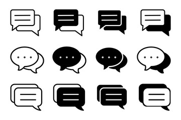 Chat message bubbles vector icon. Set of communication icons. Talk, speech, dialog. Web icon set. Online communication. Conversation, SMS, notification, group chat. Chatting icons in different styles
