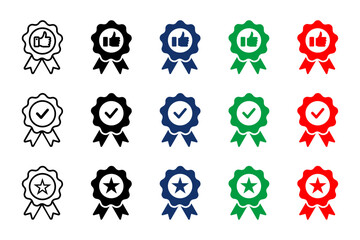 Quality control icon set. Certified, quality management, quality policy, production, standard, product, evaluation icons. Set vector of standard quality icons with different style