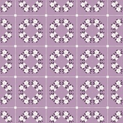Seamless floral geometric pattern with purple background