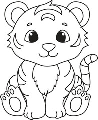 Sitting tiger cub outline great for coloring tracing preschool education animal theme printable fun learning