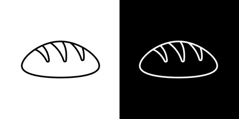 Simple outline icon of a loaf of bread on a white and black background