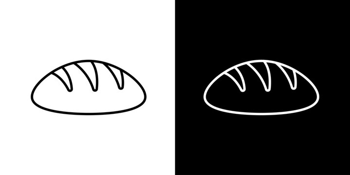 Simple outline icon of a loaf of bread on a white and black background