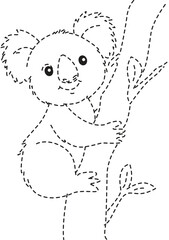 Dotted koala outline perfect for coloring books tracing preschool activities animal education printable fun learning