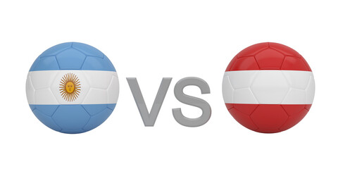Naklejka premium 3D soccer balls representing Argentina vs Austria, a concept for international sports competition