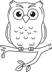 Owl on branch outline perfect for coloring tracing preschool activities animal education printable fun learning