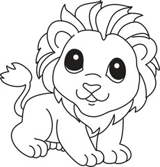 Cute lion cub outline perfect for coloring books tracing preschool activities animal education printable fun