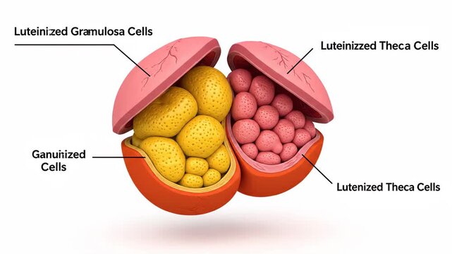 Anatomical illustration of a corpus luteum with luteinized cells