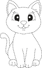 Dotted cat outline ideal for coloring books tracing preschool learning animal themed printable fun kid sheets