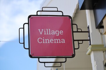 Pink Hanging Village Cinema Street Signboard Outdoors