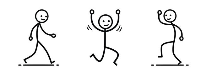 Stick Figures Displaying Happy and Animated Actions