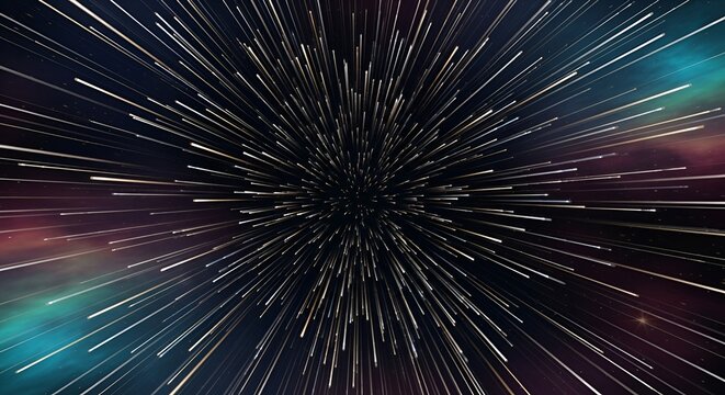 Warp speed light trails in space create a dynamic and cosmic effect