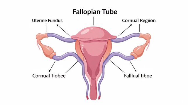 Anatomical Illustration of the Uterus with Fallopian Tubes and Cornual Regions