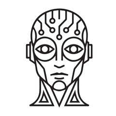 humanoid robot head symbol vector