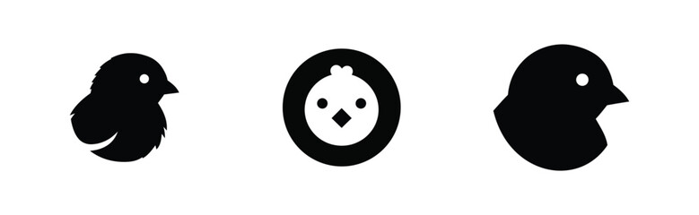 Adorable Chick Icons Cute Black and White Bird Illustrations
