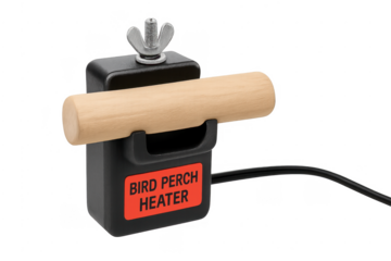 Electric bird perch heater providing warmth and comfort