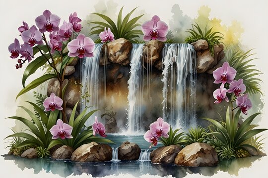 Orchid waterfall display