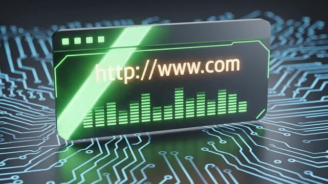 3d illustration http www com website url on circuit board background