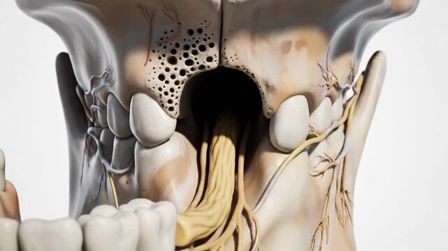 Close-up of Human Mandibular Foramen and Teeth Anatomy