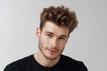 Obraz premium Clean Modern Portrait of an Approachable Eurasian Man in Soft White Minimalist Light 
