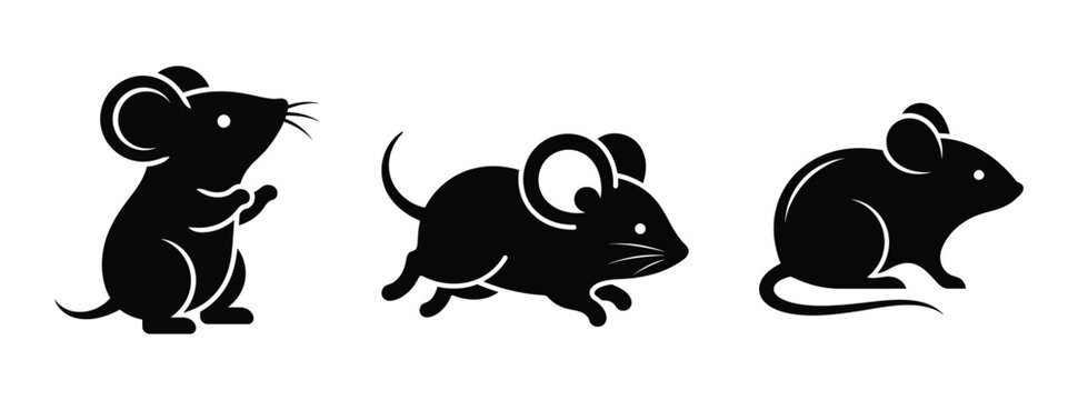A minimalist set of black mouse vector icons for design elements