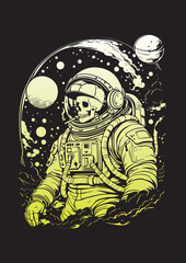 Print tshirt design illustration skull space 