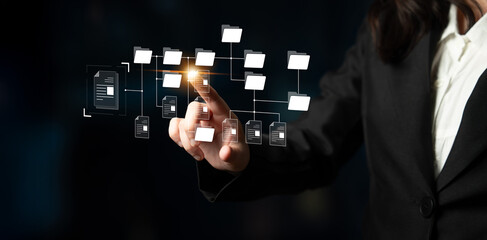 Digital file structure showing folder organization, file hierarchy, and document arrangement. File structure supports management, improves access, and file structure enhances clarity. Latch