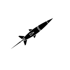 Black and White Rocket Ship Icon