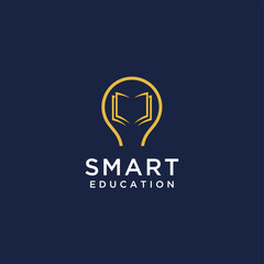 Book with lightbulb creative idea logo design icon vector, concept new knowledge


