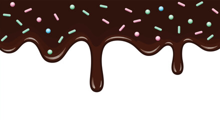 Delicious Chocolate Drizzle With Sprinkles Isolated on White Background
