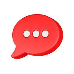 3d rendering icon bubble chat in red color 