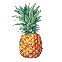Whole Pineapple Fruit Isolated on White Background on transparent background