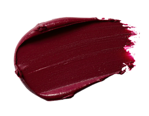 Crimson lipstick smear; diagonal texture, black background