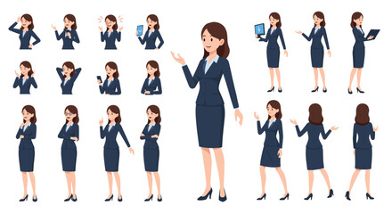 Obraz premium Collection of 20 diverse female business professionals in various poses and actions.