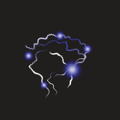 Light, glow, sparkle, and blue define this swirling PNG. A transparent PNG overlay for cosmic vector designs, neon banners, shimmering magic effects, and lightning electric abstract illustrations.