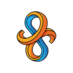 Abstract Infinity Loop Symbol in Blue and Orange.